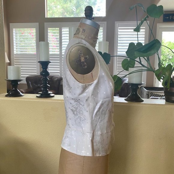 Vintage Escada by Margaretha Ley damask Tuxedo Vest Ivory size 38EU 6-8 US - Picture 3 of 12